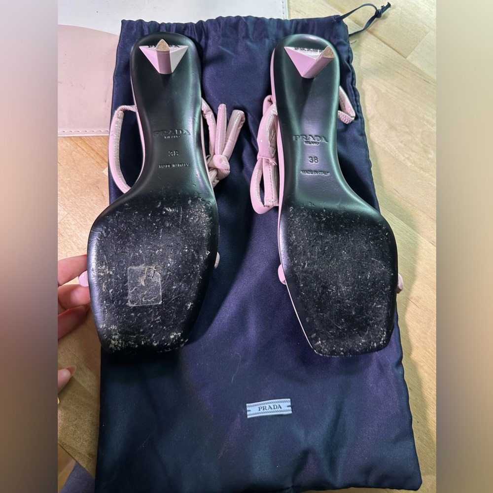 Prada Calzature Donna Heeled Bow Tie Sandals - Picture 3 of 4